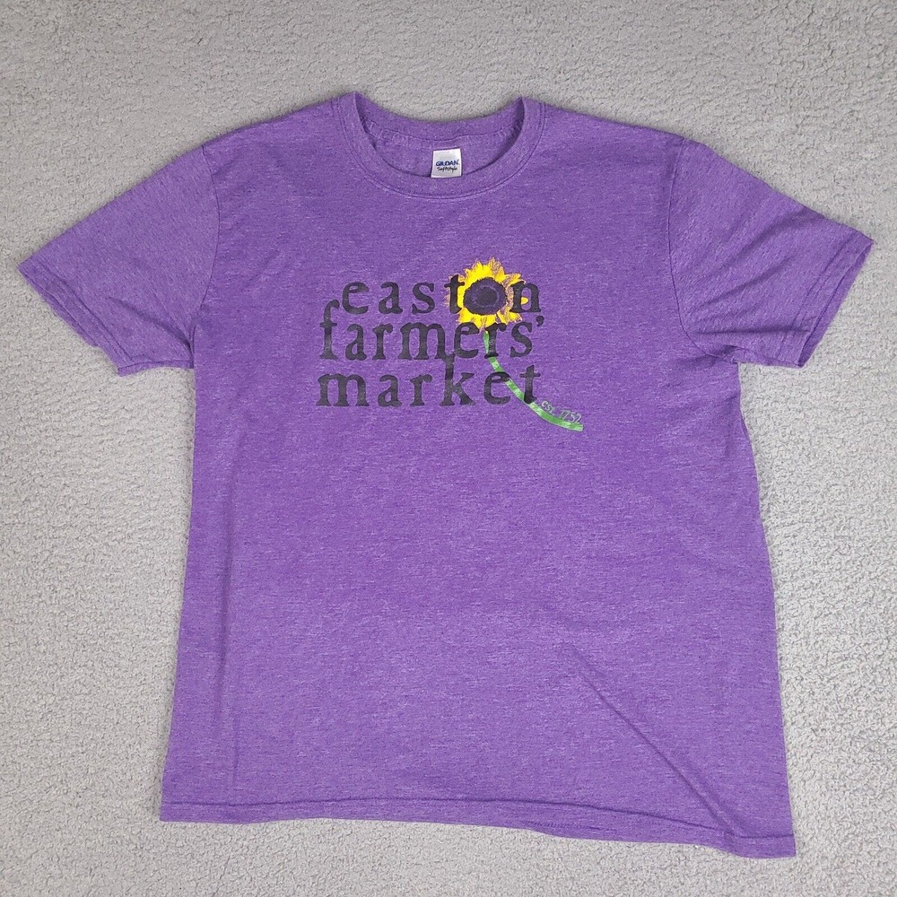 Easton Pennsylvania Farmers Market T-Shirt Womens Large Purple Sunflower